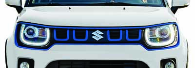 Grille, voorzijde in kleur blauw