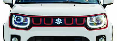 Grille, voorzijde in kleur rood