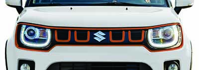 Grille, voorzijde in kleur oranje