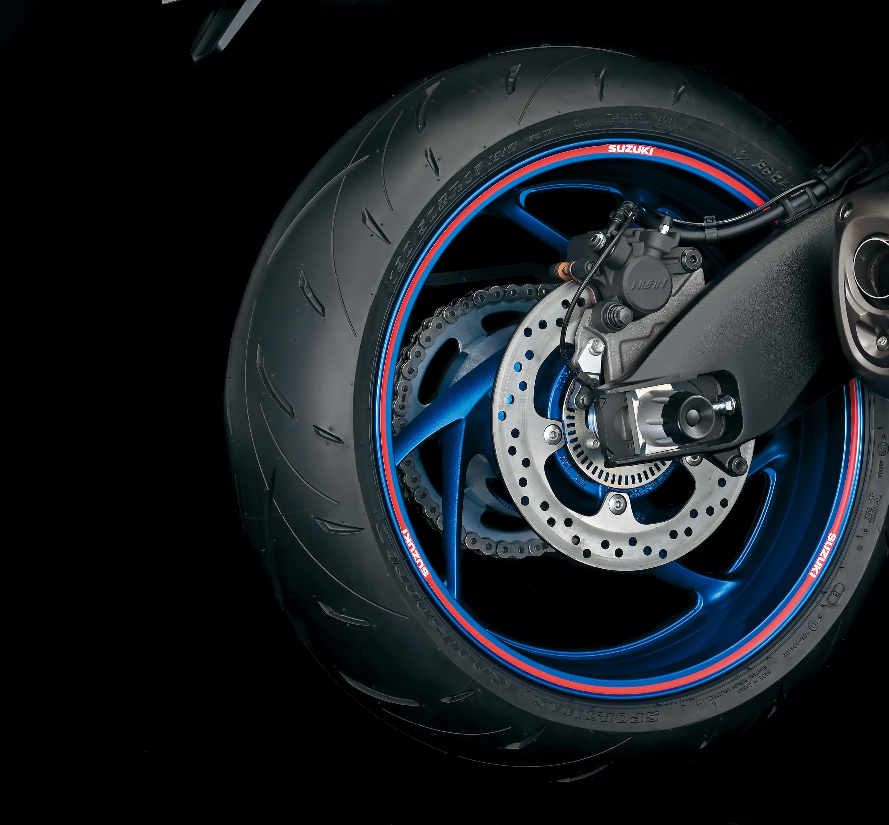 Wheelstriping Suzuki logo rood
