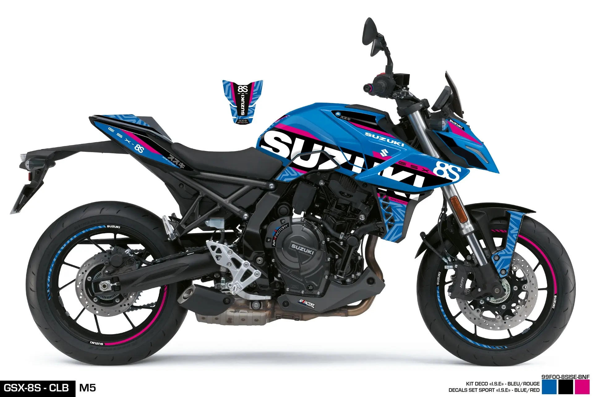 Stickerset GSX-8S ISE Blauw/Fuchsia CLB