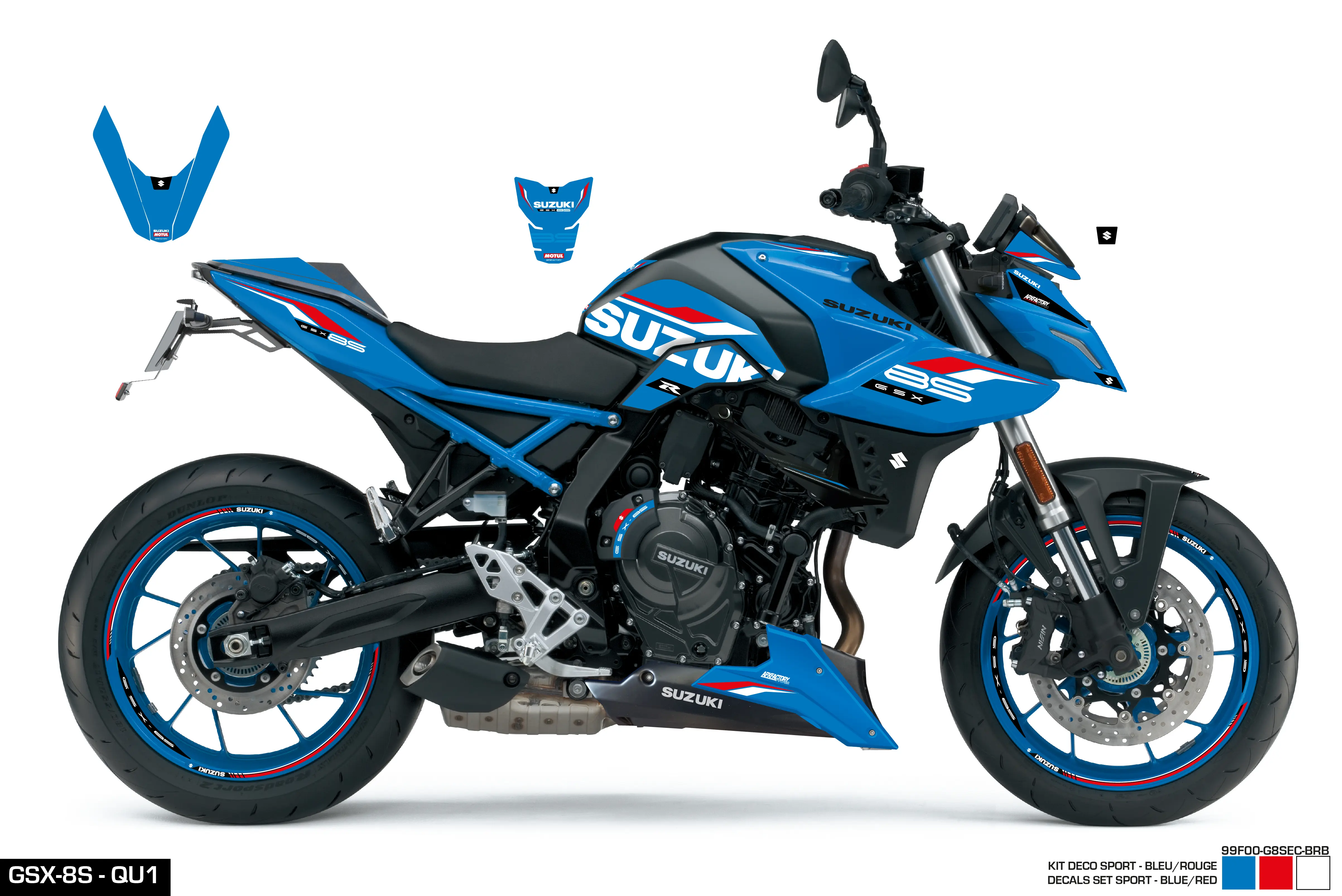 Stickerset GSX-8S Sport, Blauw/Rood