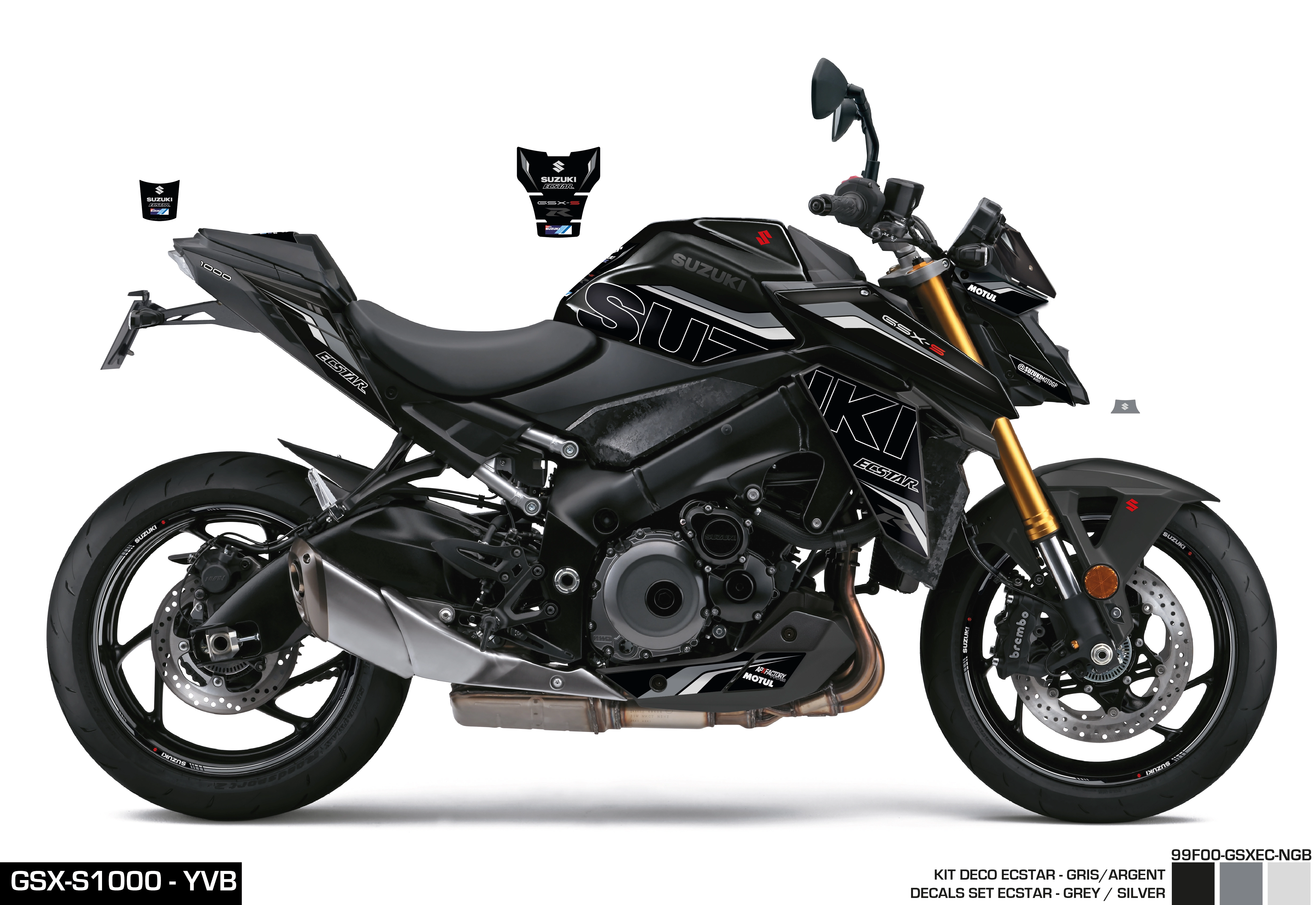 Stickerset Ecstar grijs/zilver GSX-S M2~