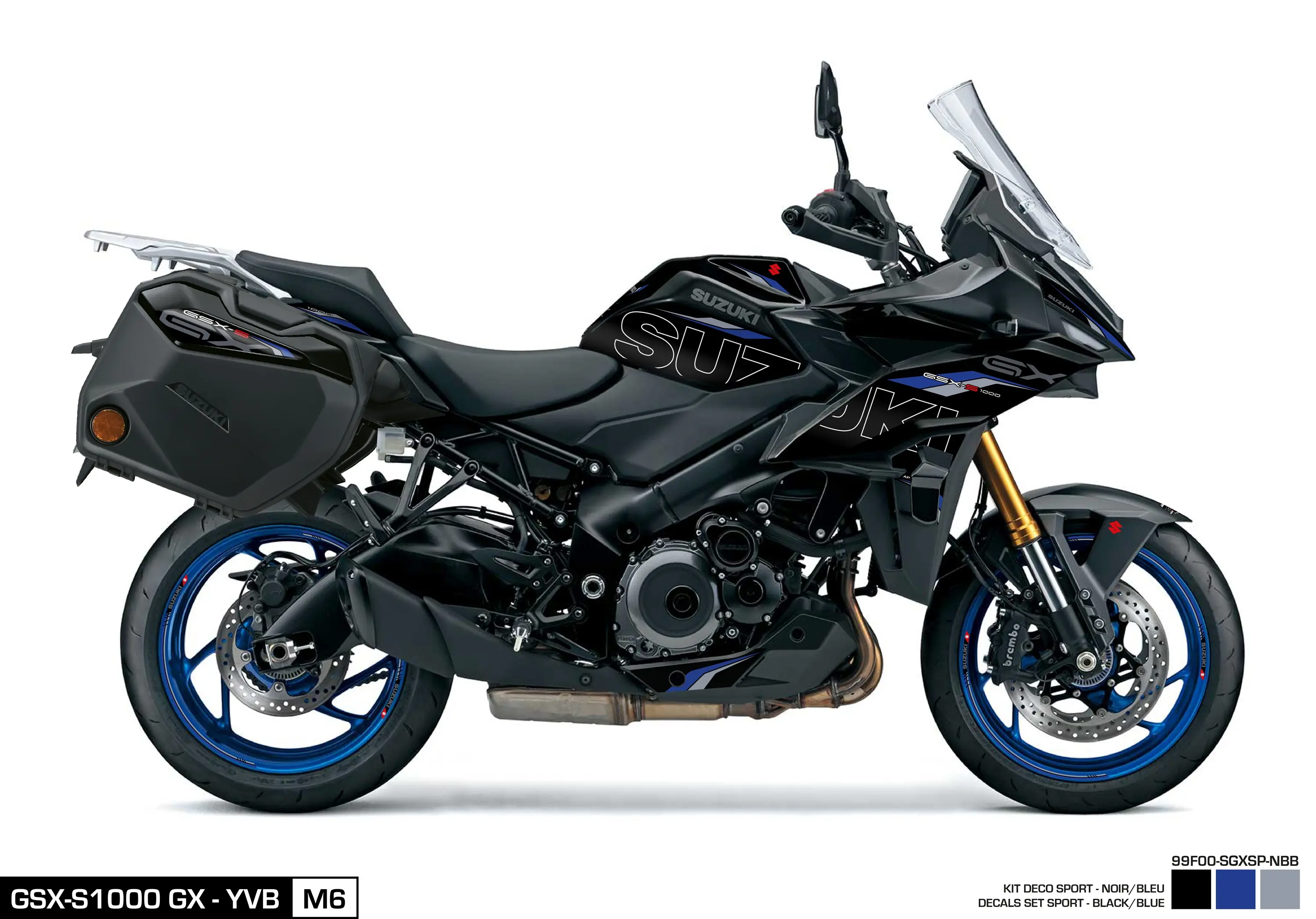 Stickerset GSX-S1000GX, Zwart/Blauw